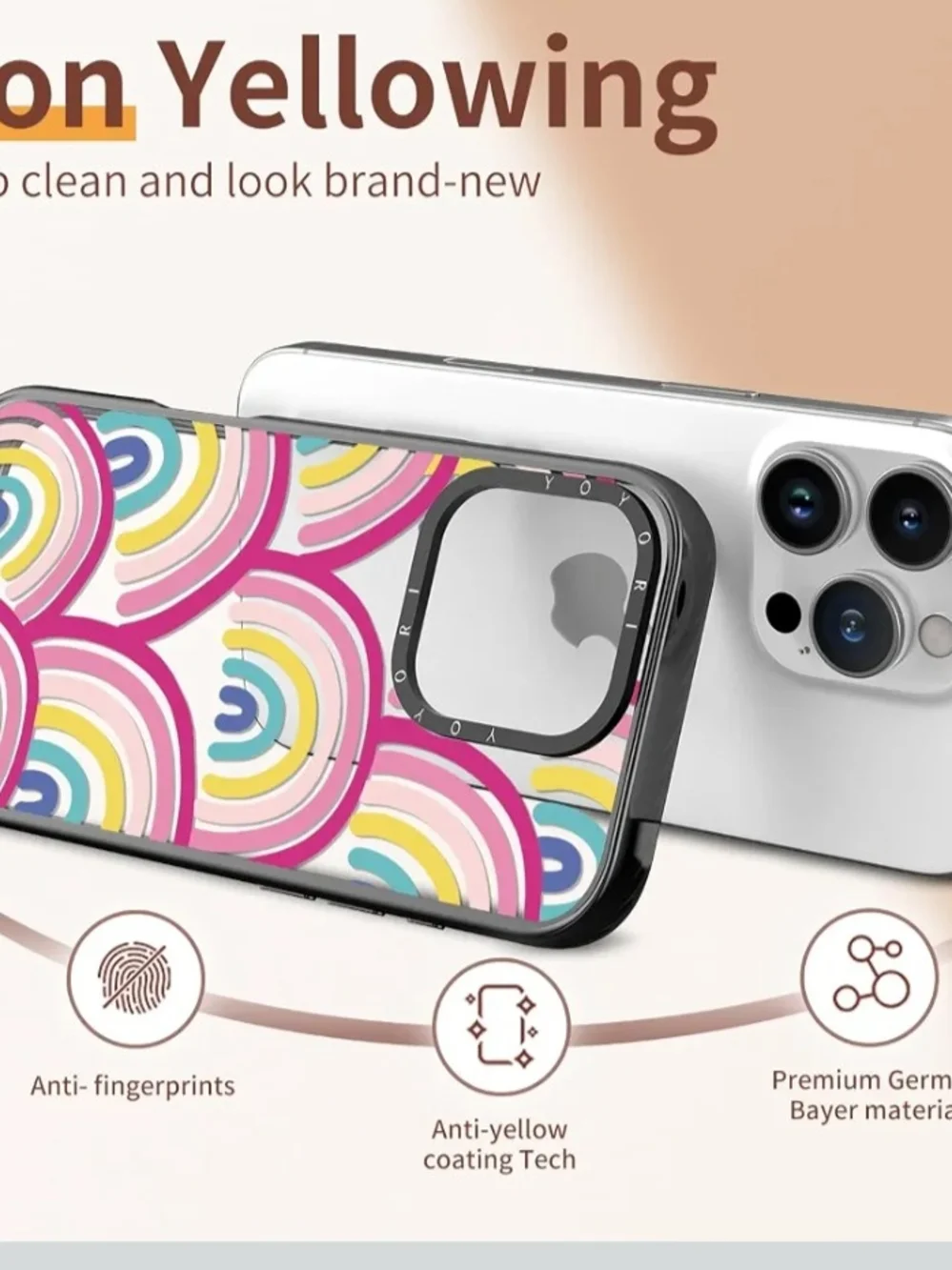 Cute Pink Rainbow Pattern Protective Phone Case for iPhone